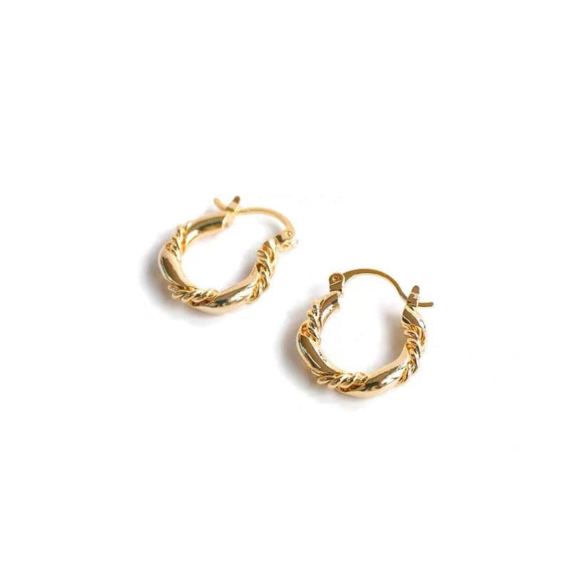 Small Gold Twisted Hoop Earrings