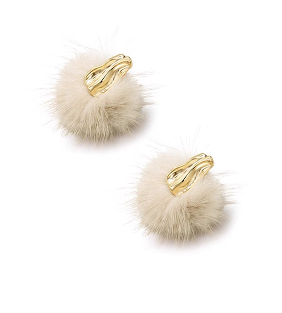 Rabbit Luxe Fur Stud Earrings