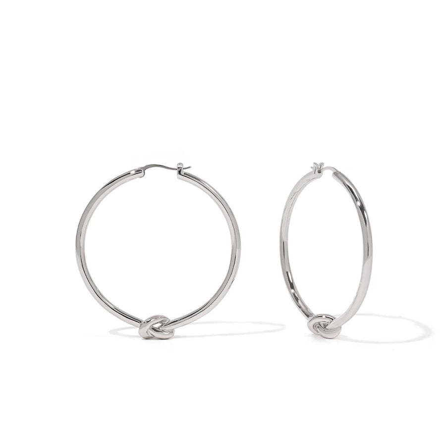 Sleek Chic Large Hoop Earrings in Silver