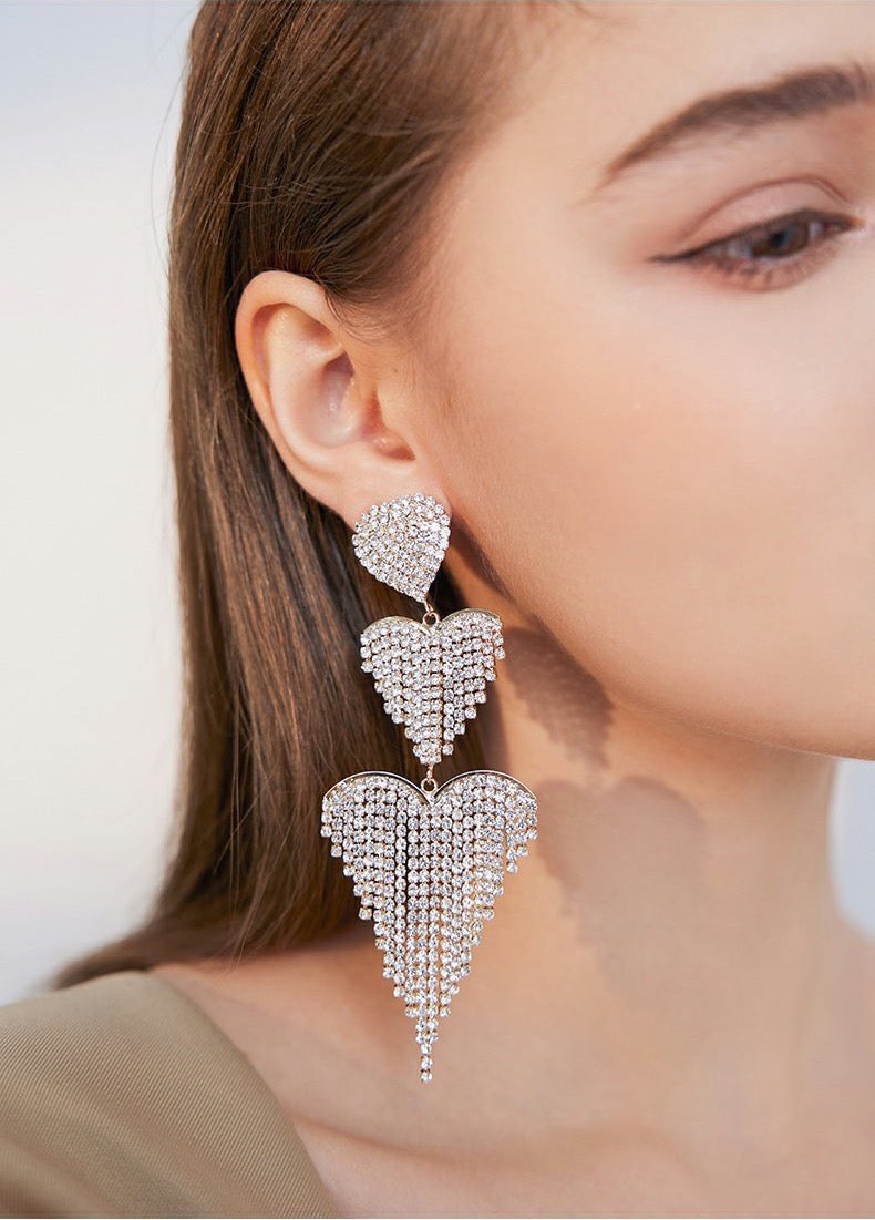 Crystal Cascade Earrings in Gold