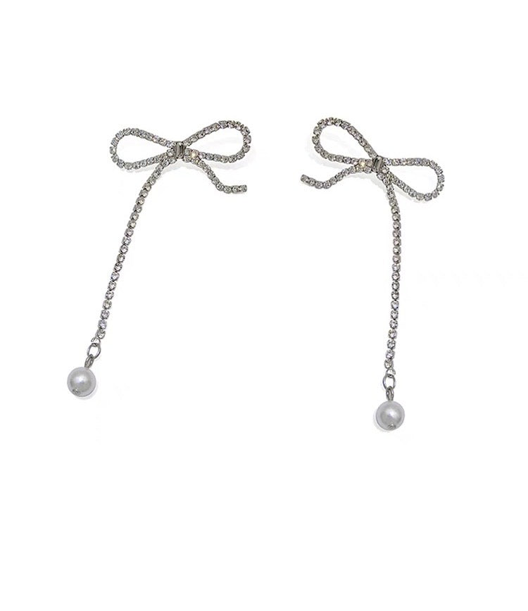 Bow Bliss Earrings with Pearl Drop