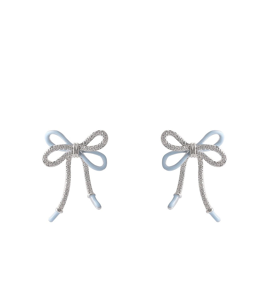 Silver Bow Sweethearts Stud