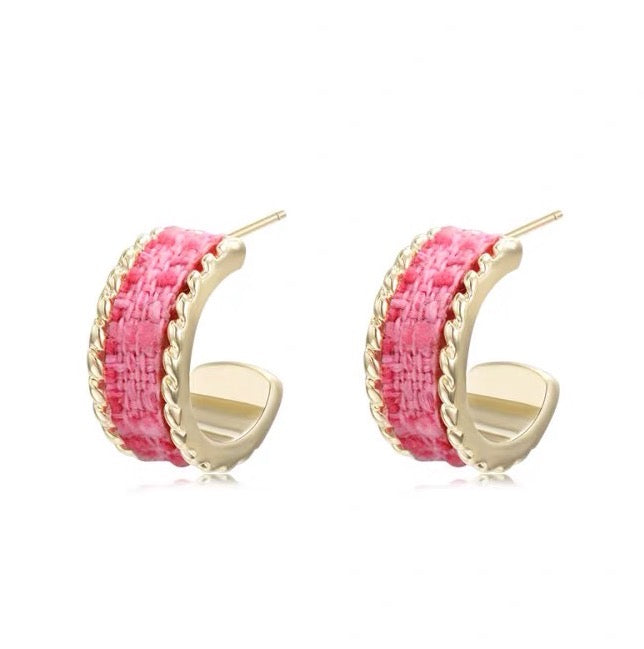 Tweed Barbie Stud Earrings