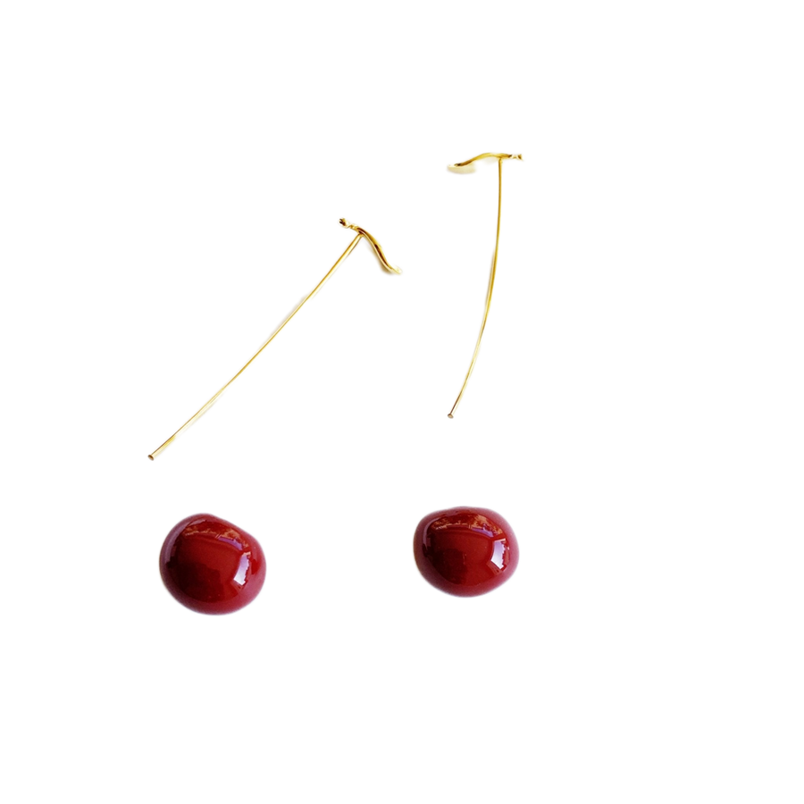 18K Cherry Cherry Dangle Earrings