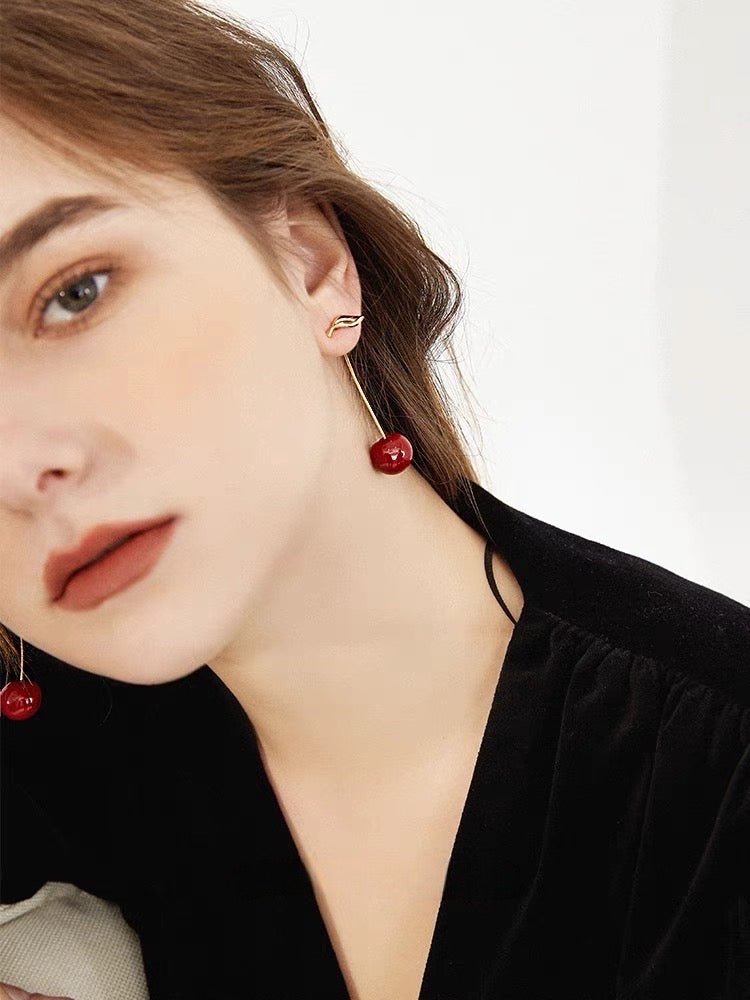 18K Cherry Cherry Dangle Earrings