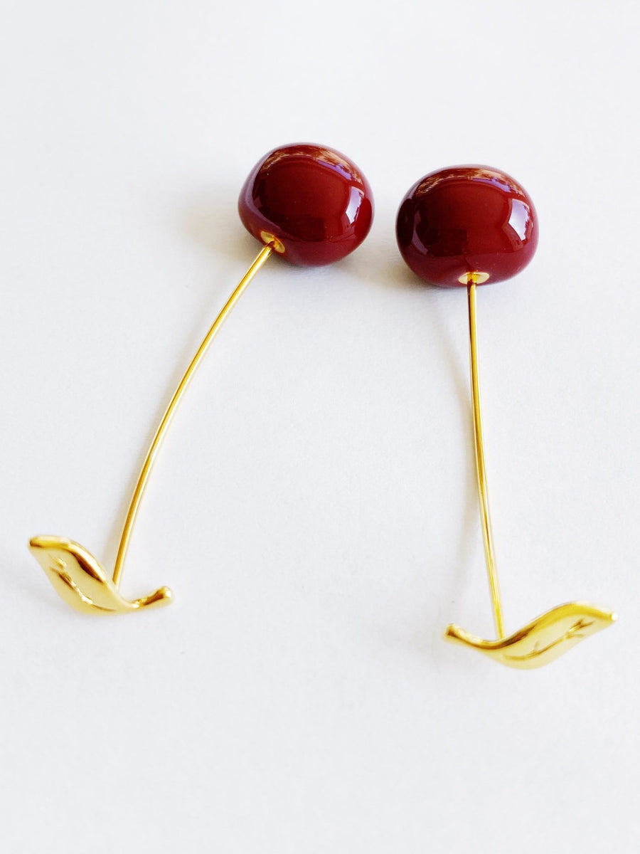 18K Cherry Cherry Dangle Earrings