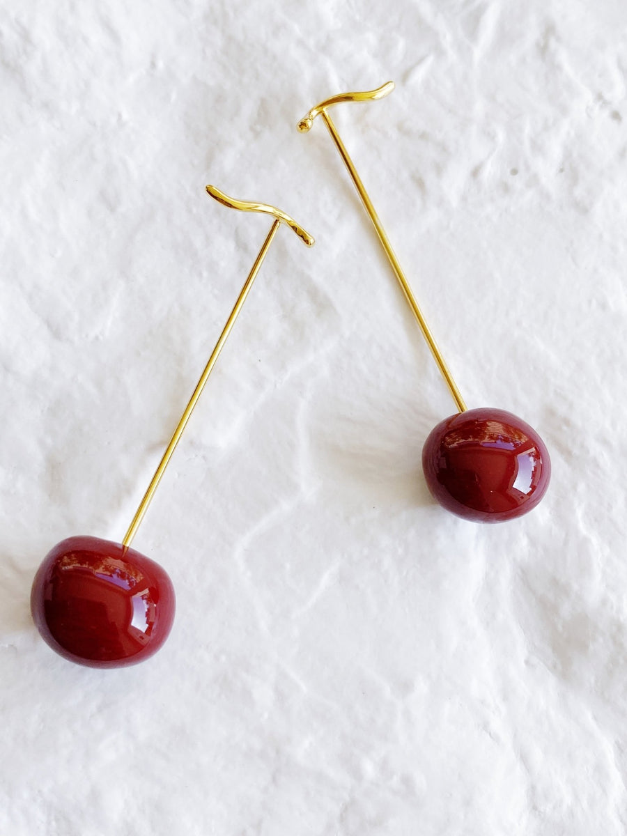 18K Cherry Cherry Dangle Earrings