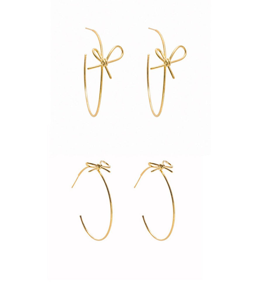 Gilded Elegance Bow Hoop Earrings