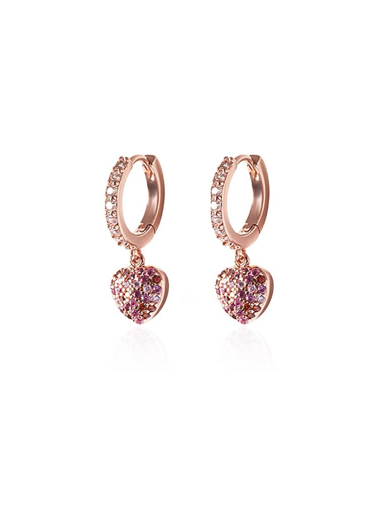 Heart Cut Pink Sapphire Drop Earrings