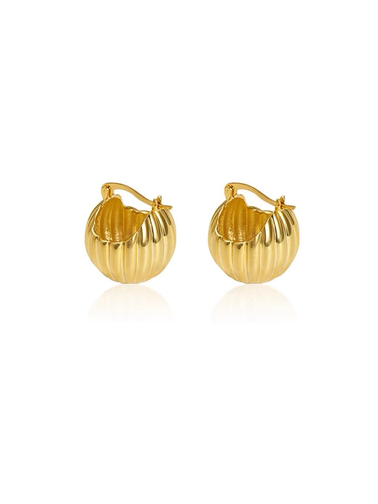 Gold Boat Shape Dangle Earrings