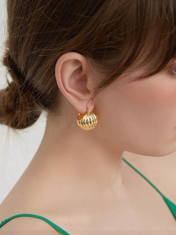 Gold Boat Shape Dangle Earrings