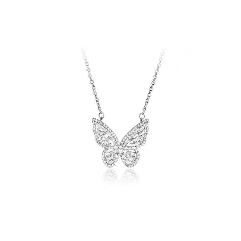 Diamond Butterfly Stud Necklace | Earrings