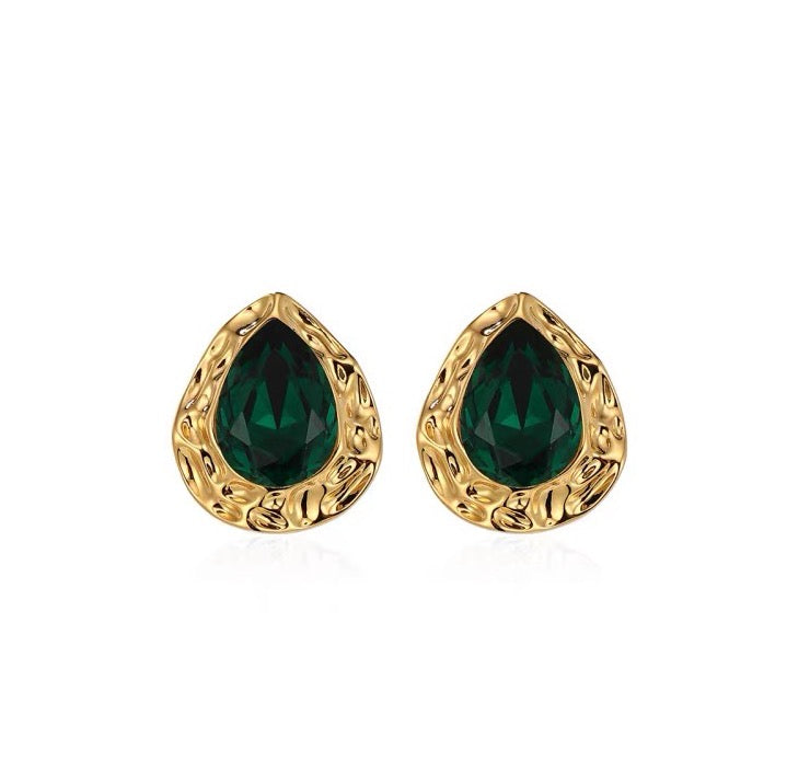 Emerald Whispers Agate Stud Earrings