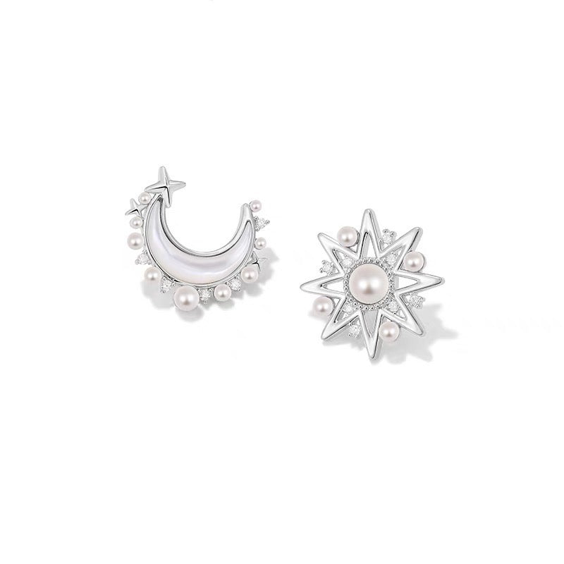 Sun and Moon Mismatched Stud Earrings