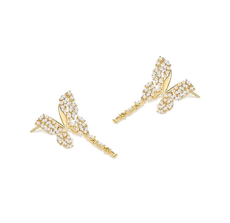 Crystal Flutter Charm Butterfly Earrings