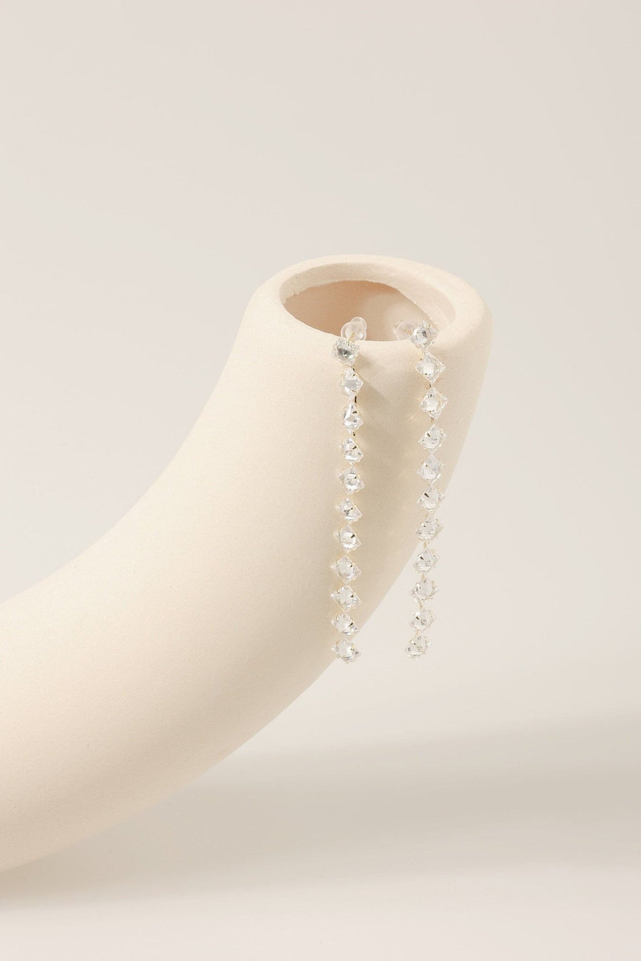 Elegant Crystal Wedding Dangle Linear Earrings.
