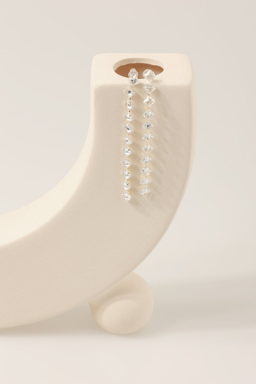 Elegant Crystal Wedding Dangle Linear Earrings.