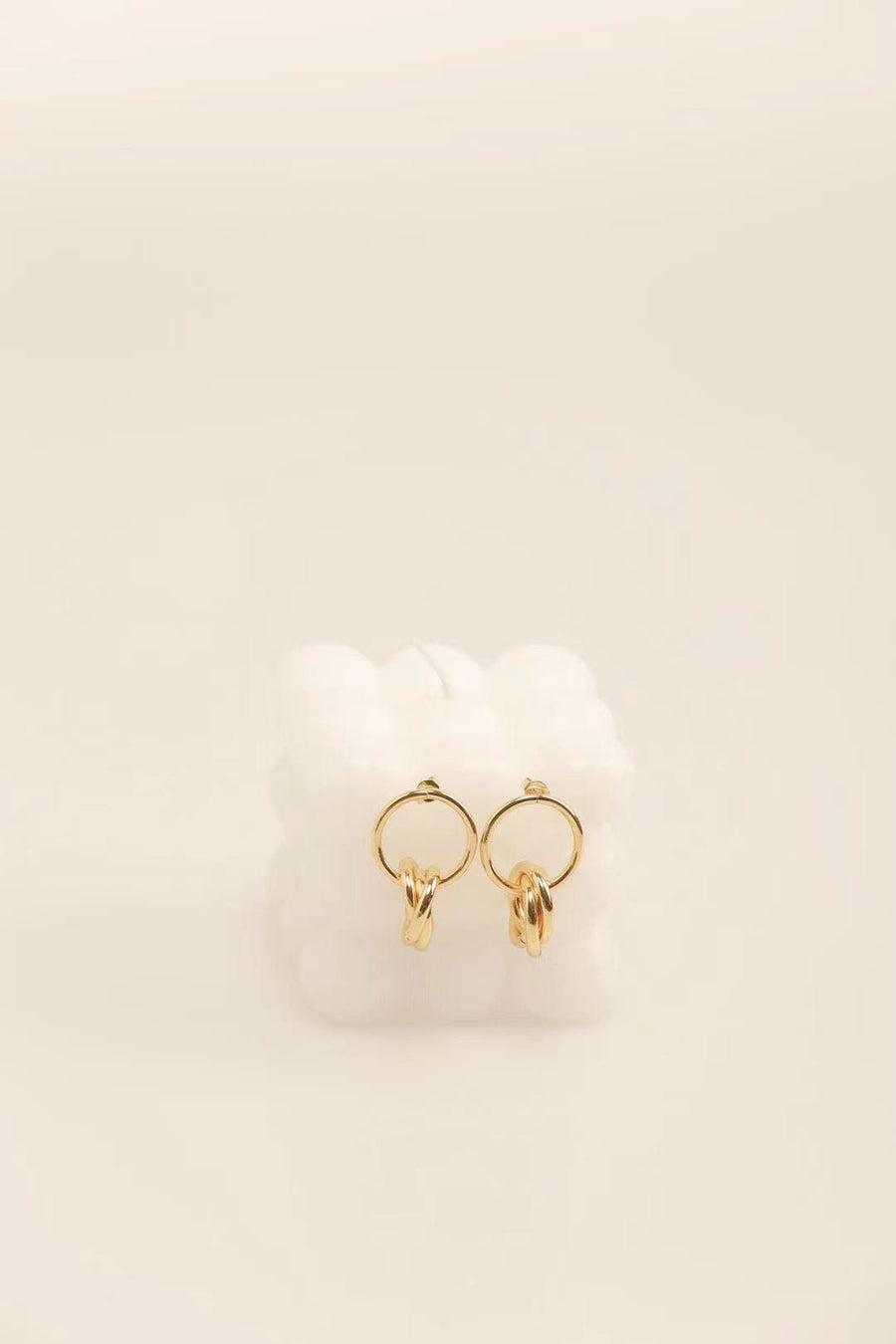 Gold Circle Minimalist Hoop Earrings.