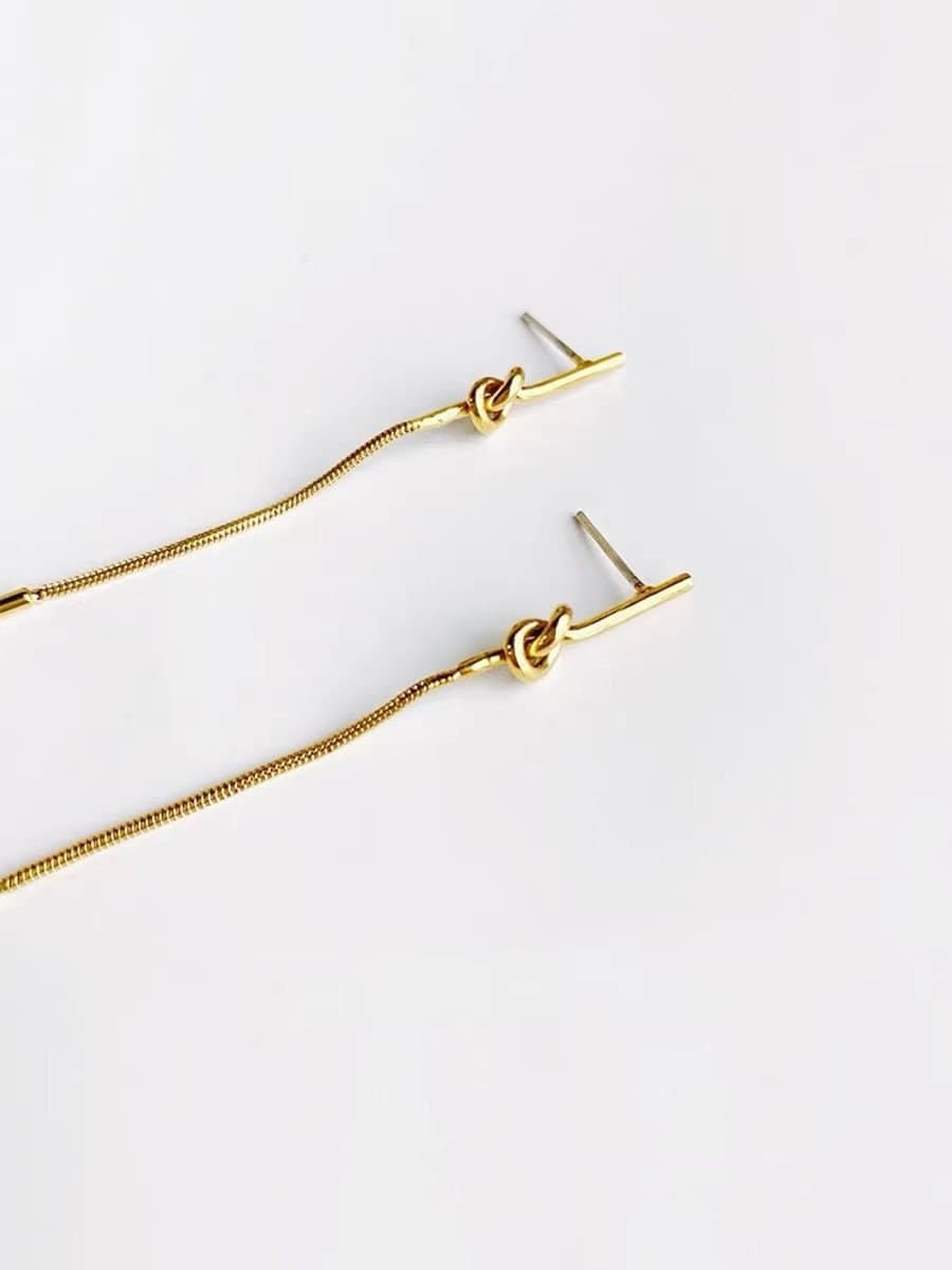 Gold Linear Minimalist Earrings.