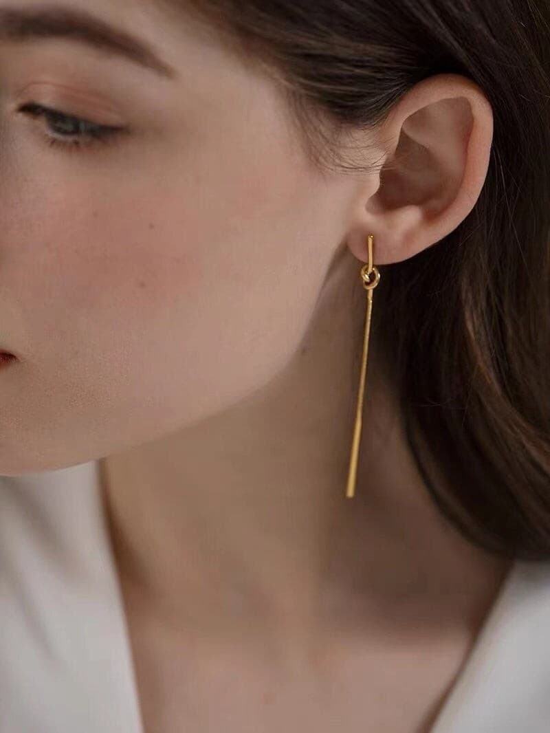 Gold Linear Minimalist Earrings.