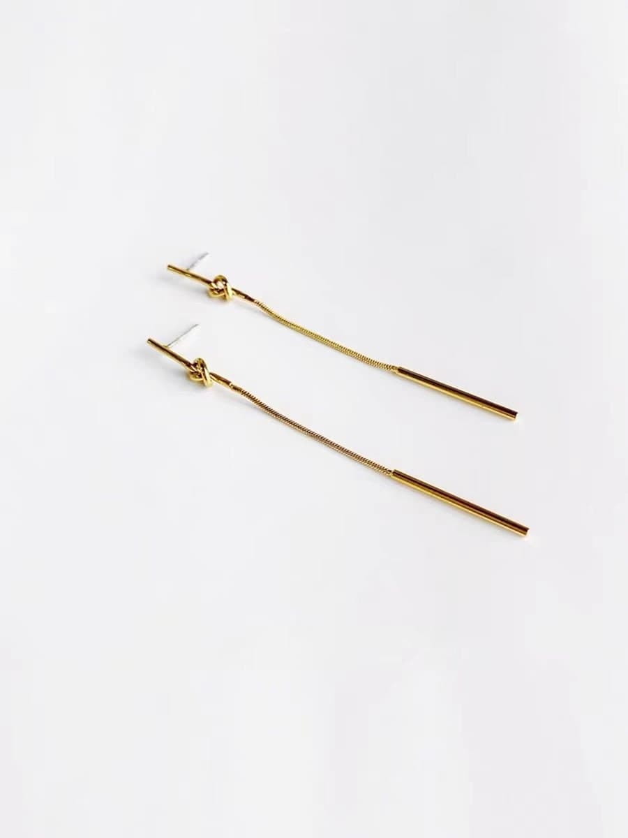 Gold Linear Minimalist Earrings.