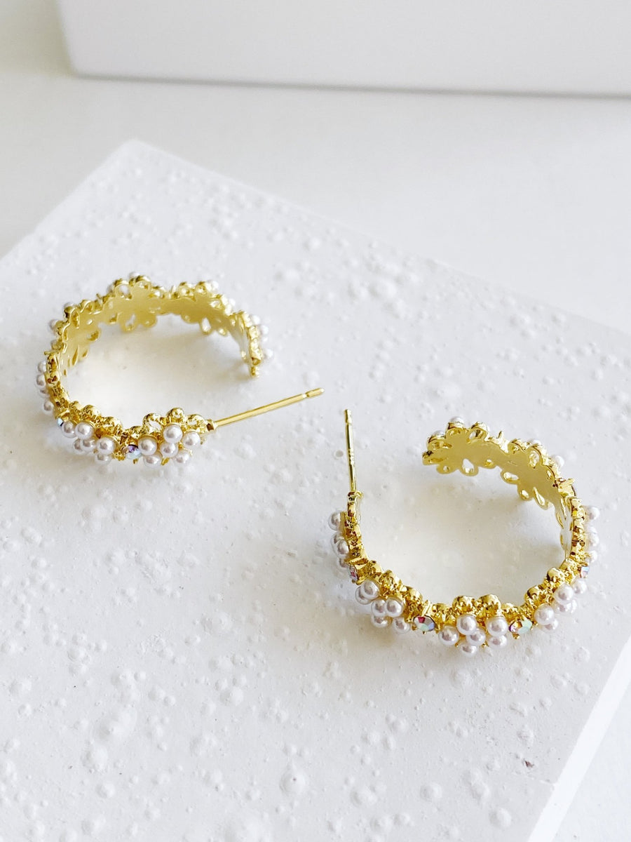 Pearl Gold Hoops Jewelry.