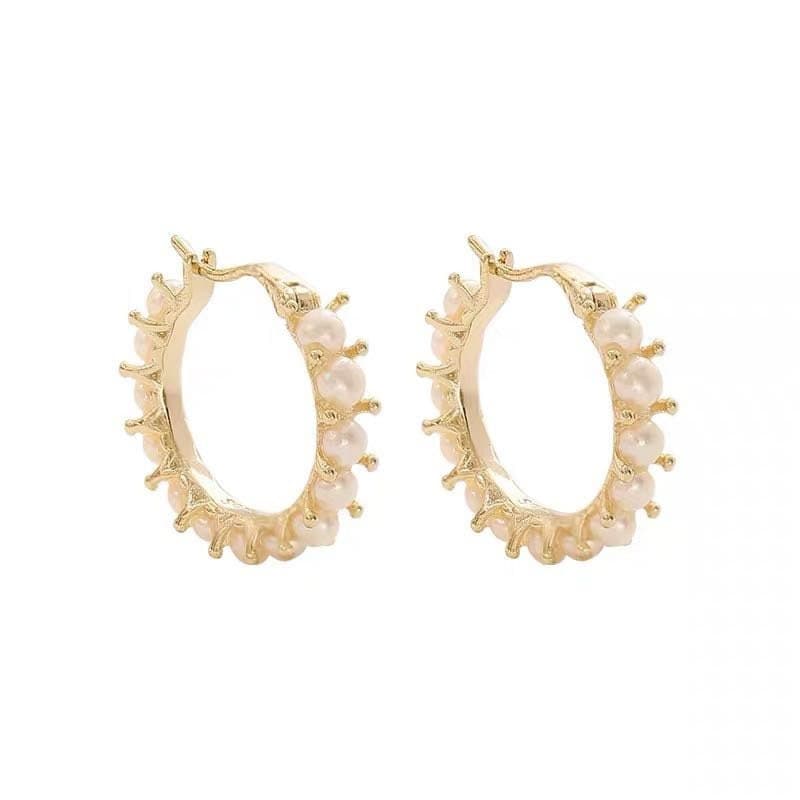 Pearl Hoop Earrings.