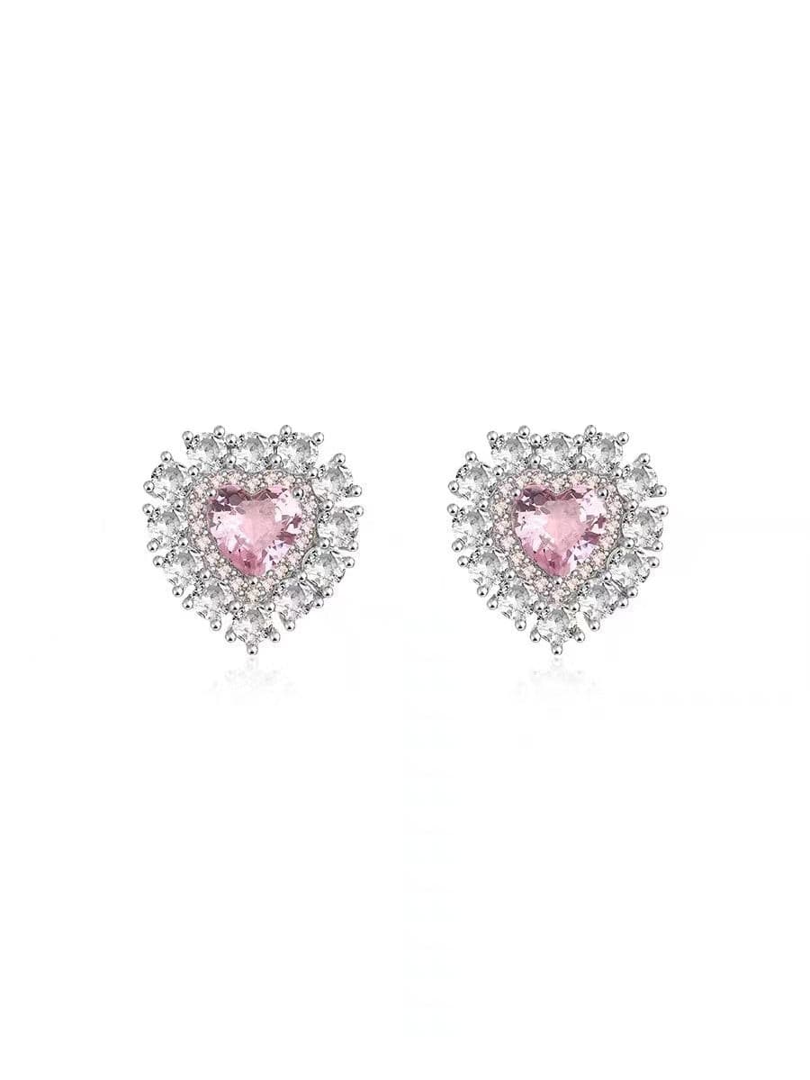 Pink Sweet Heart Stud Earrings.
