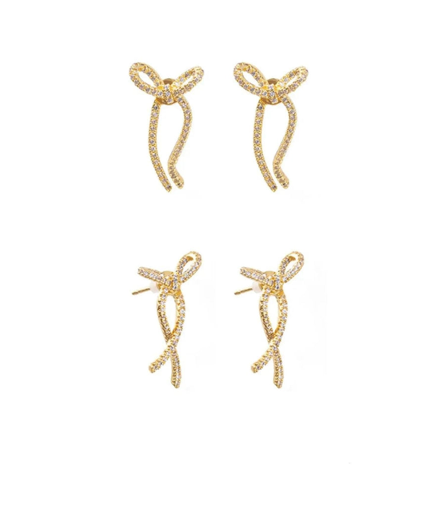 Ribbon Golden Stud Earrings - Not Just Paris