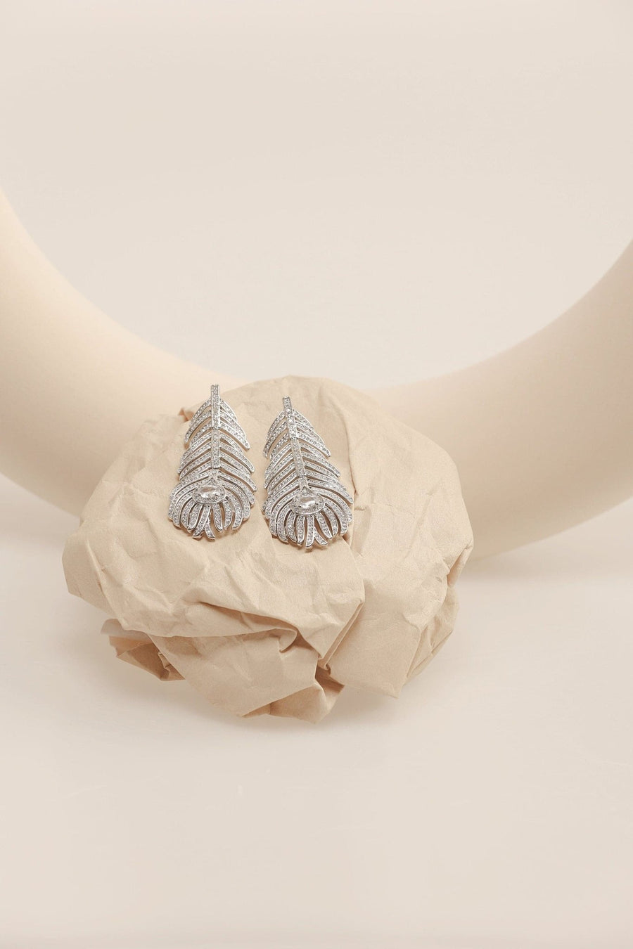 Silver Feather Earrings.