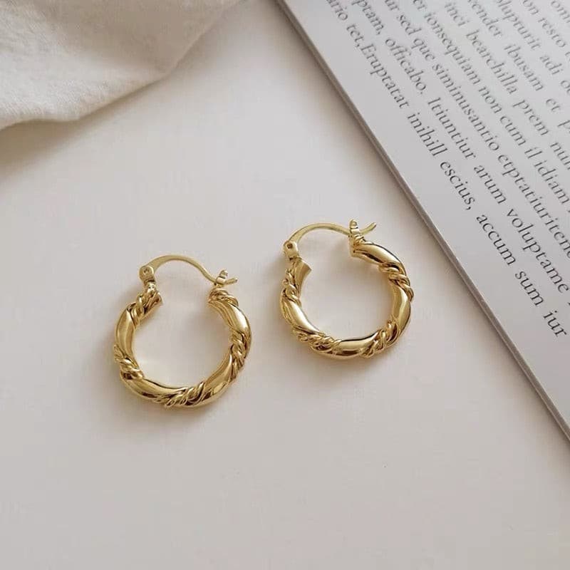Small Gold Twisted Hoop Earrings - Not Just Paris