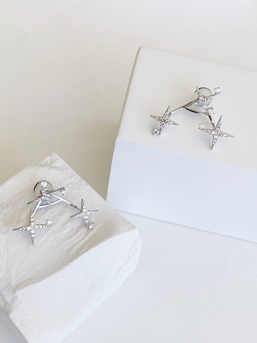 Triple Star Sterling Silver Earrings.