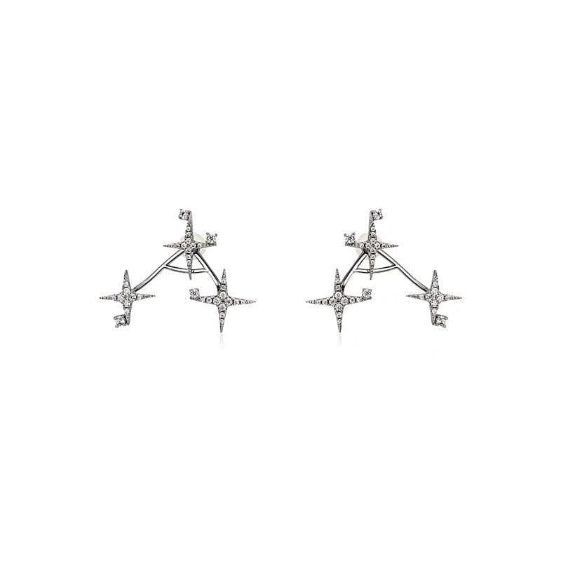 Triple Star Sterling Silver Earrings.