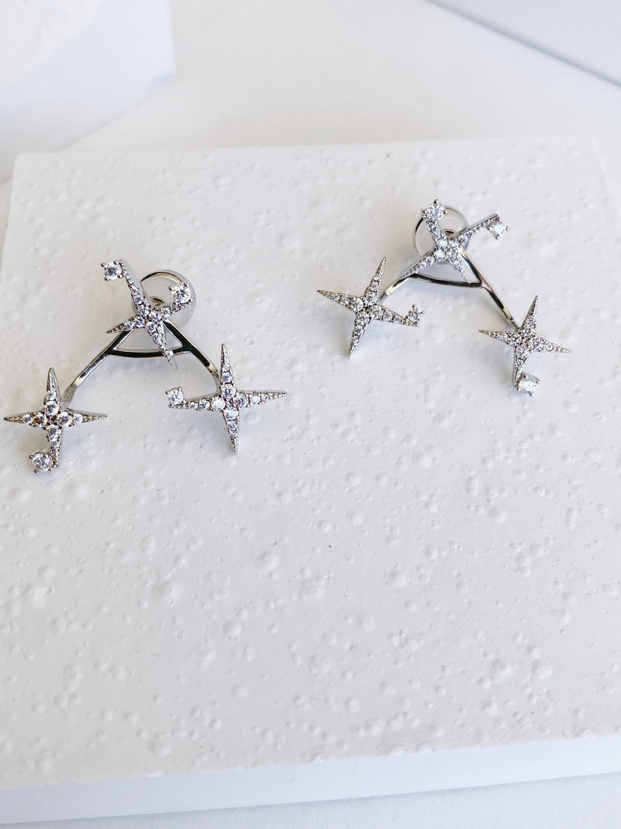 Triple Star Sterling Silver Earrings.