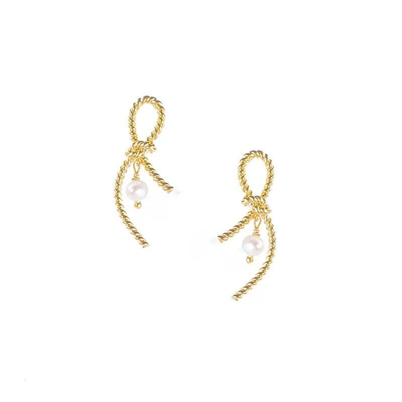 Twist Gold Pearl Dangle Earrings Not Just Paris