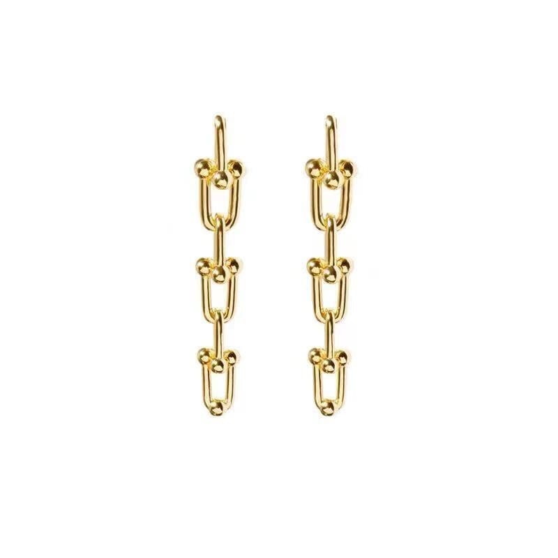 U Link Charm Cocktail Earrings in Yellow Gold.