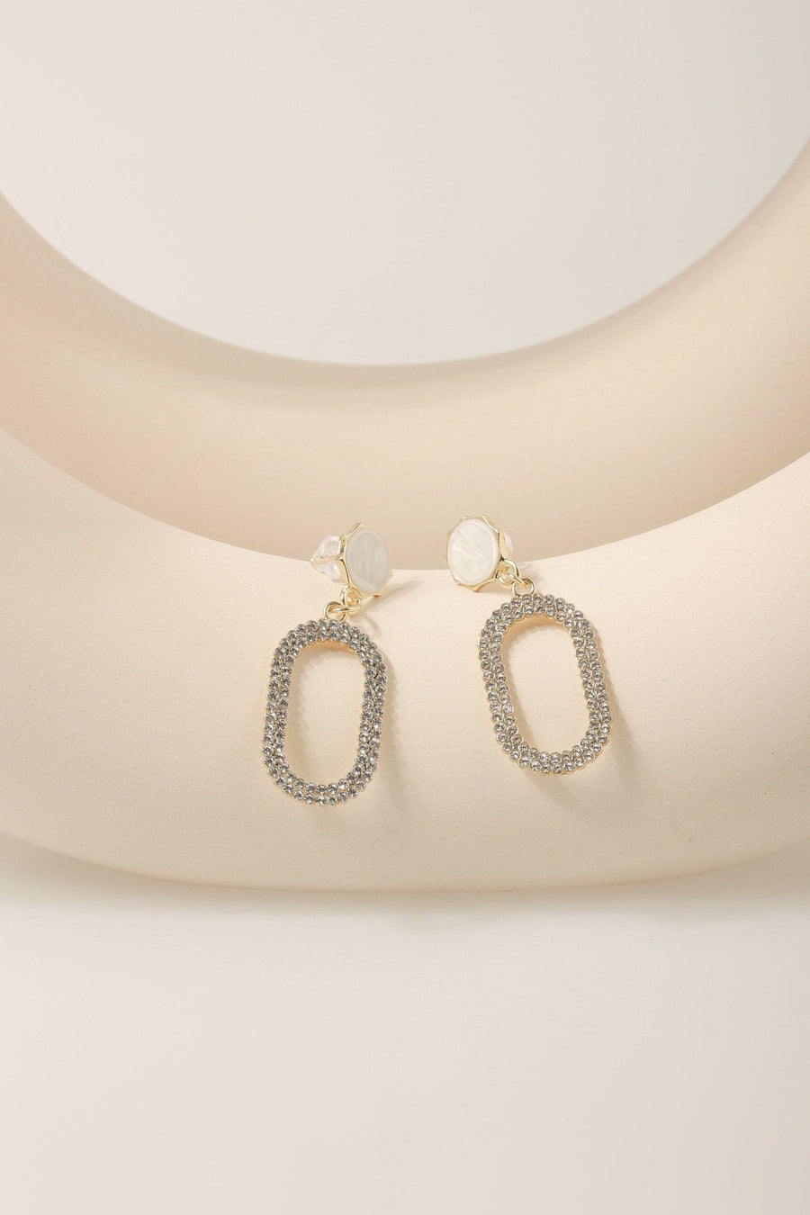 Zirconia Mother of Pearl Rectangle Dangle Earrings.